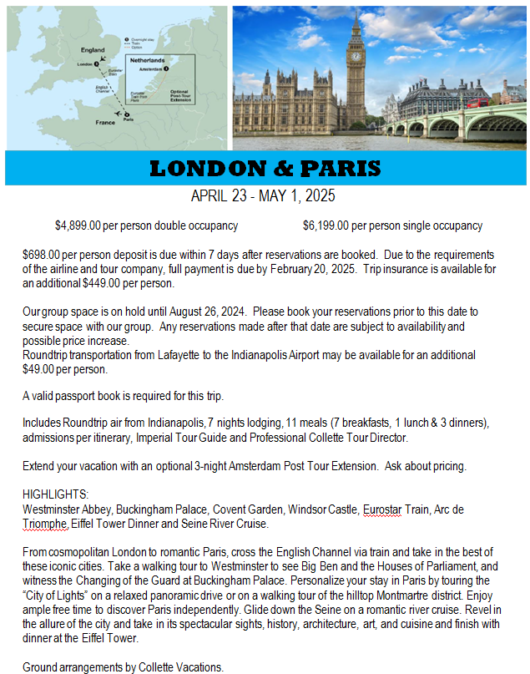 LONDON & PARIS APRIL 23 MAY 1, 2025 Imperial Travel