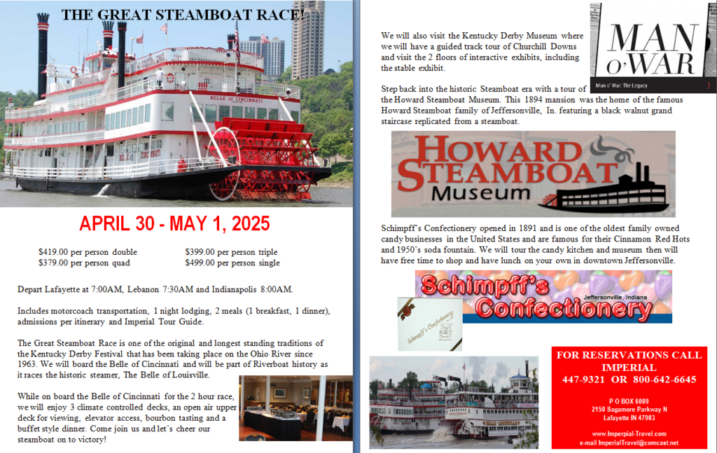 THE GREAT STEAMBOAT RACE APRIL 30 MAY 1, 2025 Imperial Travel